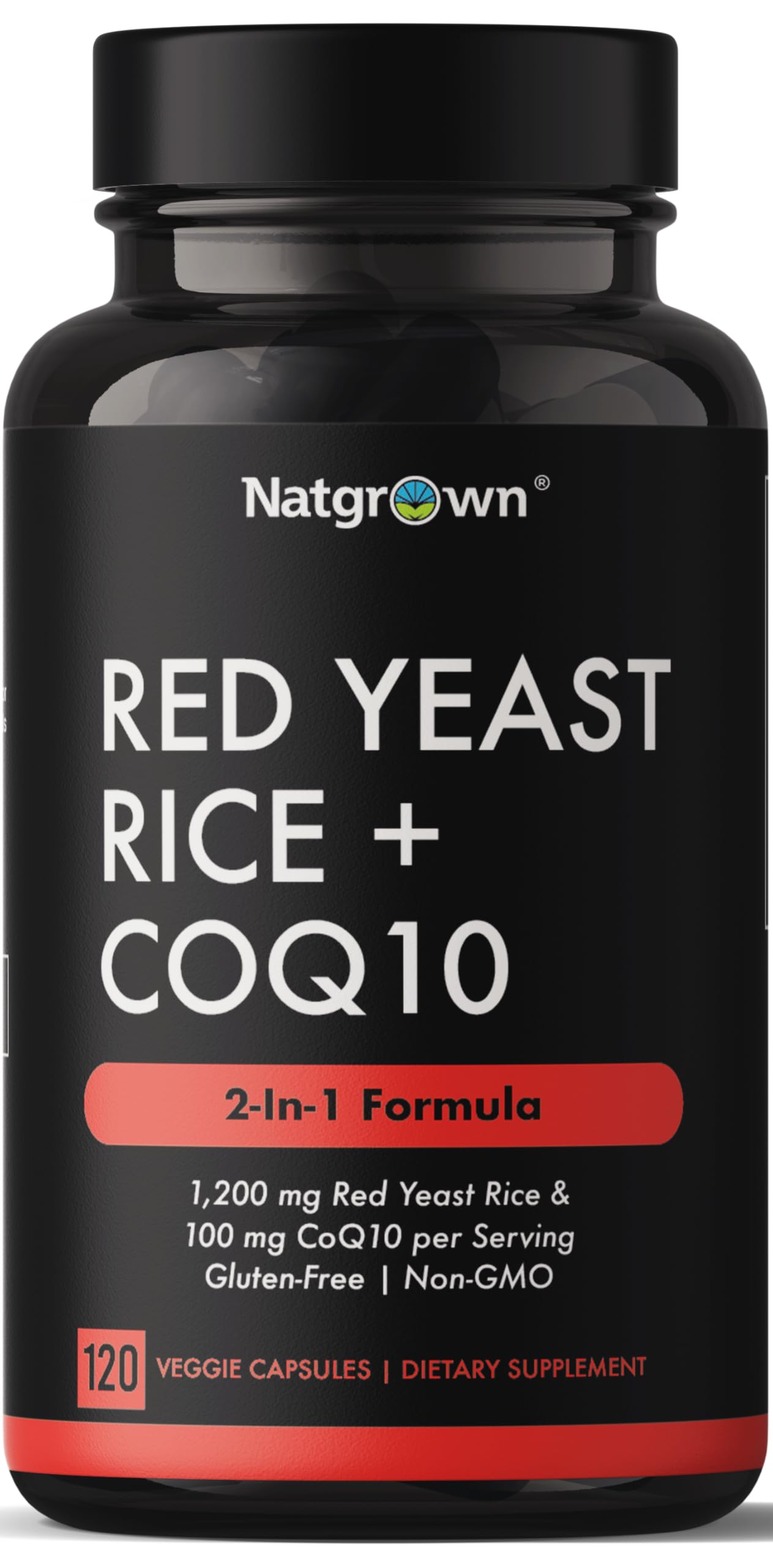 Natgrown Red Yeast Rice with CoQ10-1200 mg & CoQ10 100 mg, 120 Capsules