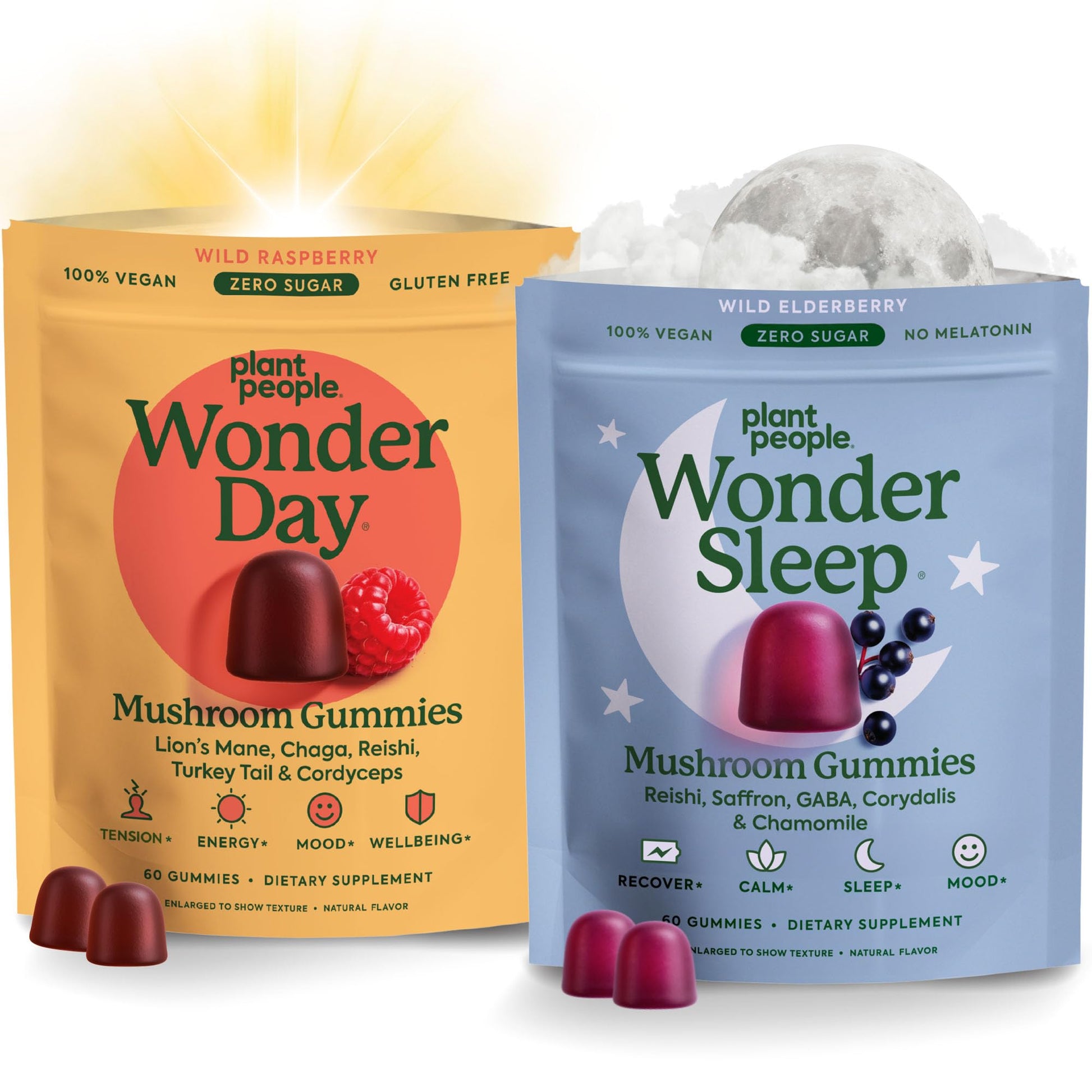 Plant People WonderDay & WonderSleep Mushroom Gummies Bundle, 60 Gummies