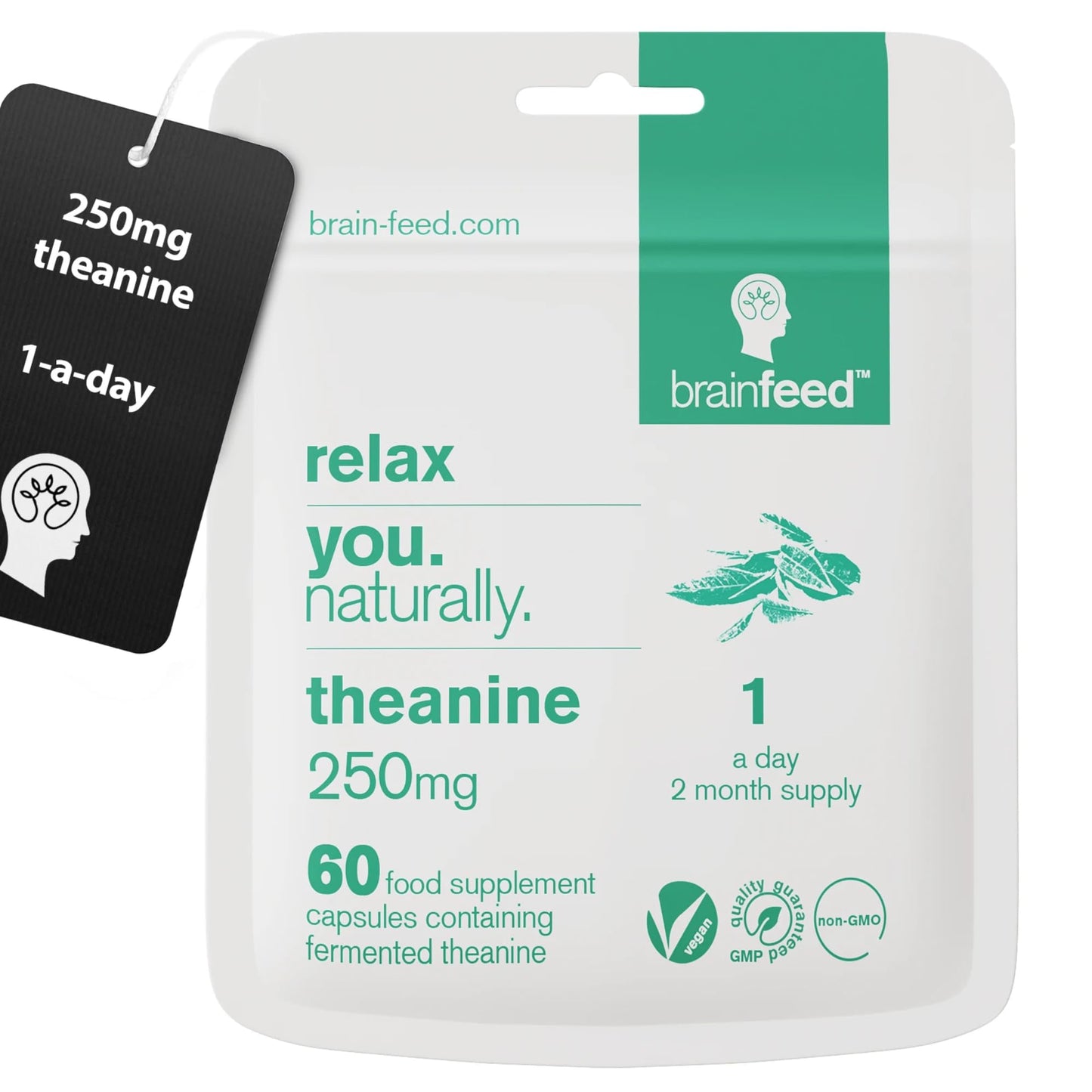 brain feed Pure L-Theanine Supplement Capsule 60 Count