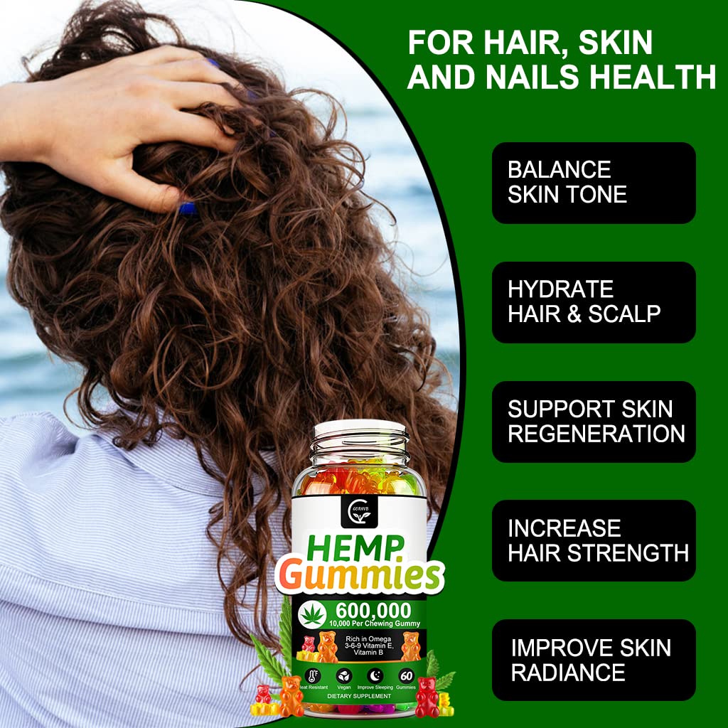 GORNVB High Potency Hemp Gummies 600,000 Extra Strength - Stress, Sleep & Mood Support, 100% Natural Hemp Oil Infused, Vegan, Non-GMO, Gluten-Free - 180 Gummies