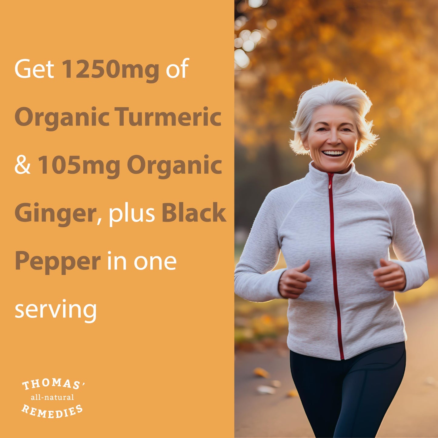 Thomas' all-natural Remedies Turmeric Curcumin and Ginger Joint Support Supplement Capsule 120 Count