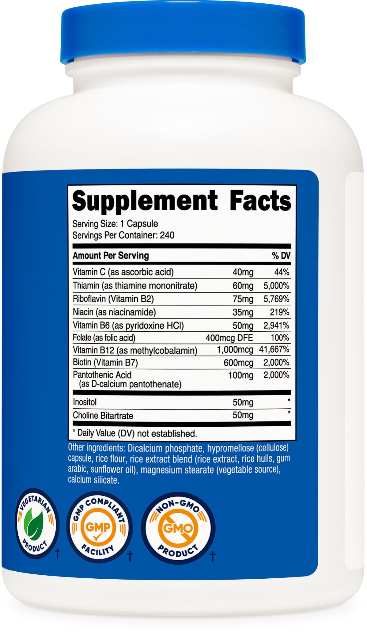 Nutricost Vitamin B Complex 462mg Capsules, 240 Capsules