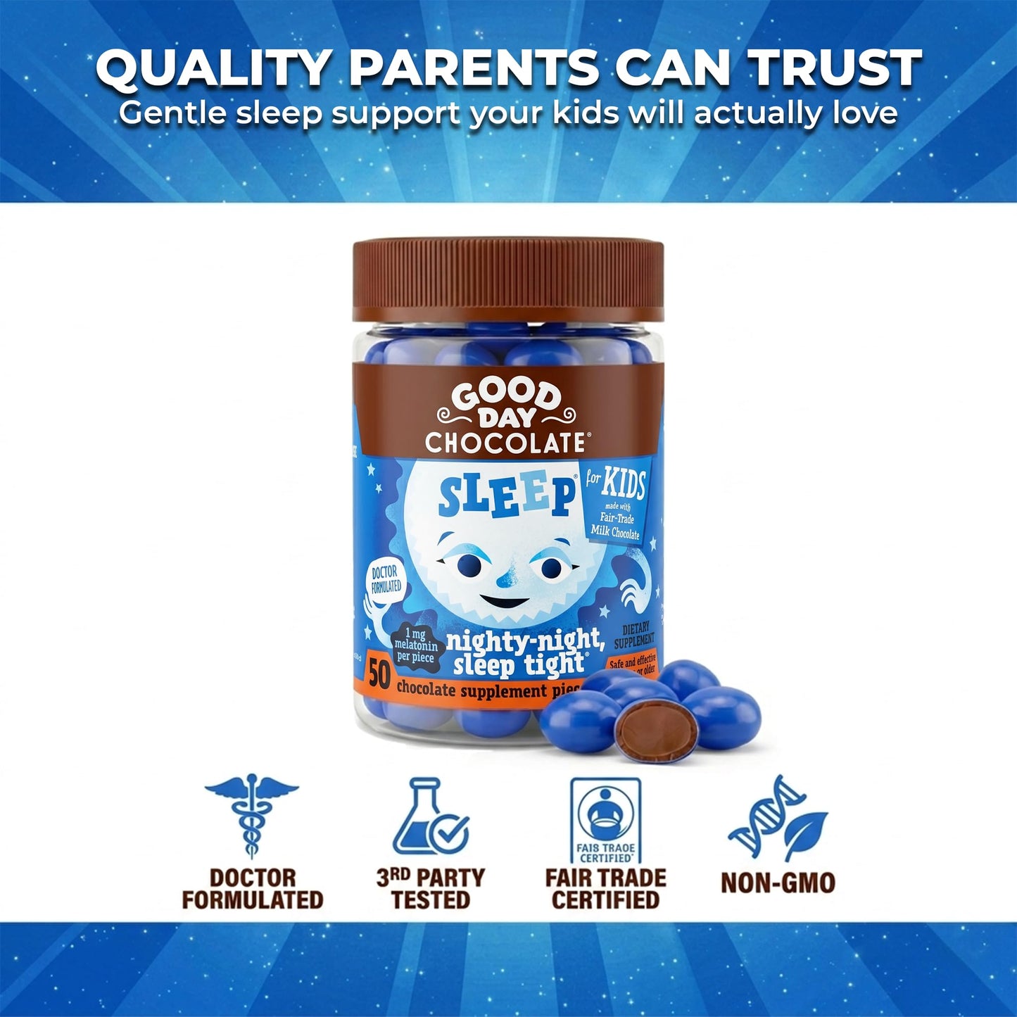 Good Day Chocolate Melatonin for Kids Chewable 100