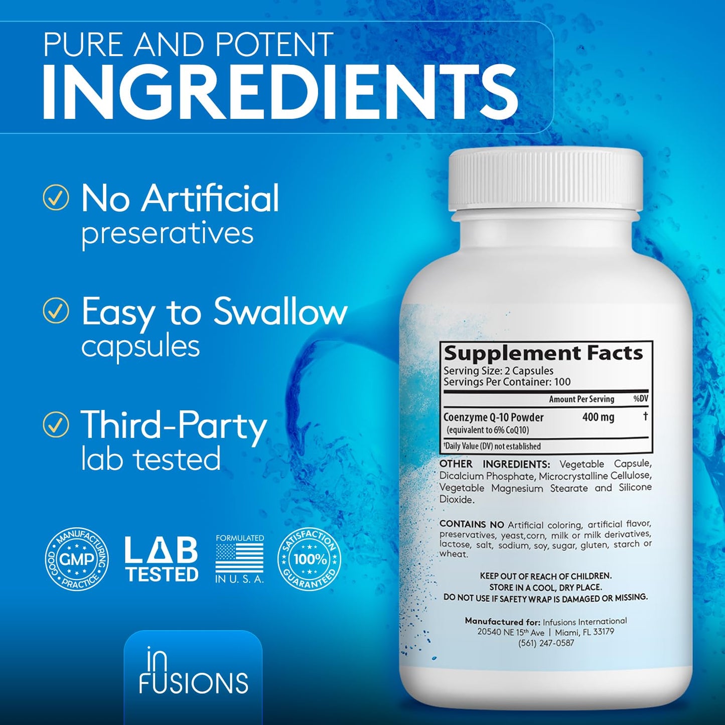 Infusions International CoQ10 400mg Pure Extra Strength Capsule 200 Count