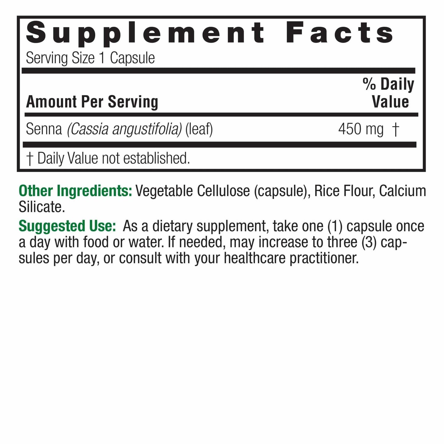 Nature's Answer Senna Leaf Vegetarian Capsules 90 Count