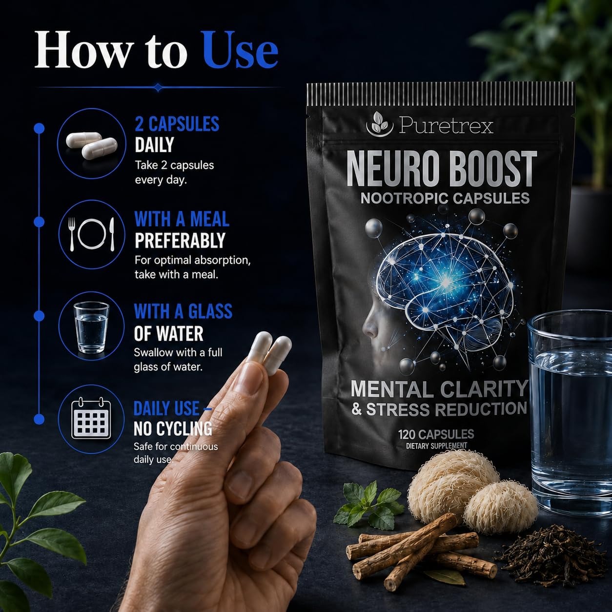 PURETREX Neuro Boost Nootropic Capsule, 1 Count