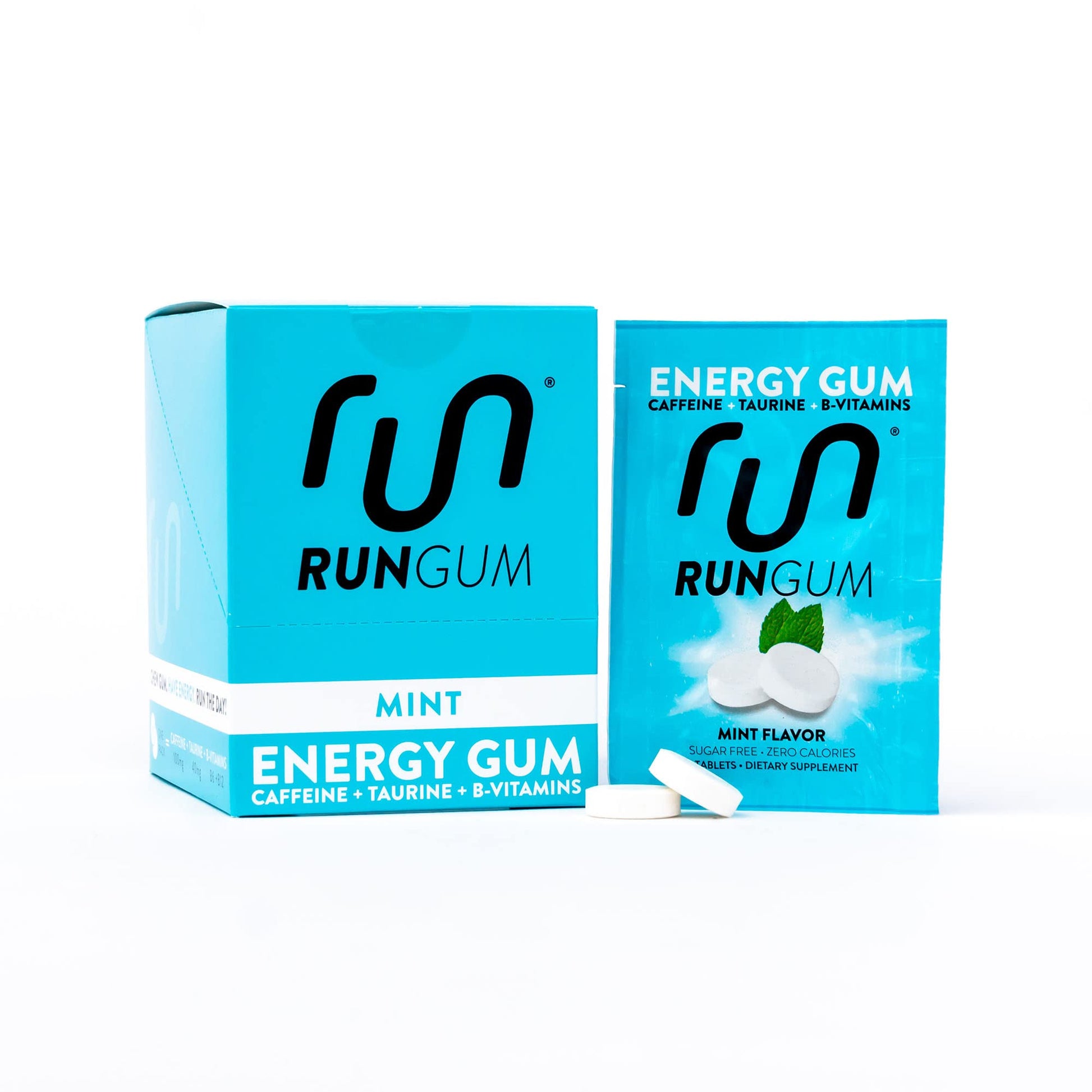 Run Gum Mint Flavor Caffeinated Energy & Focus Gum Chewable, 24 Pieces