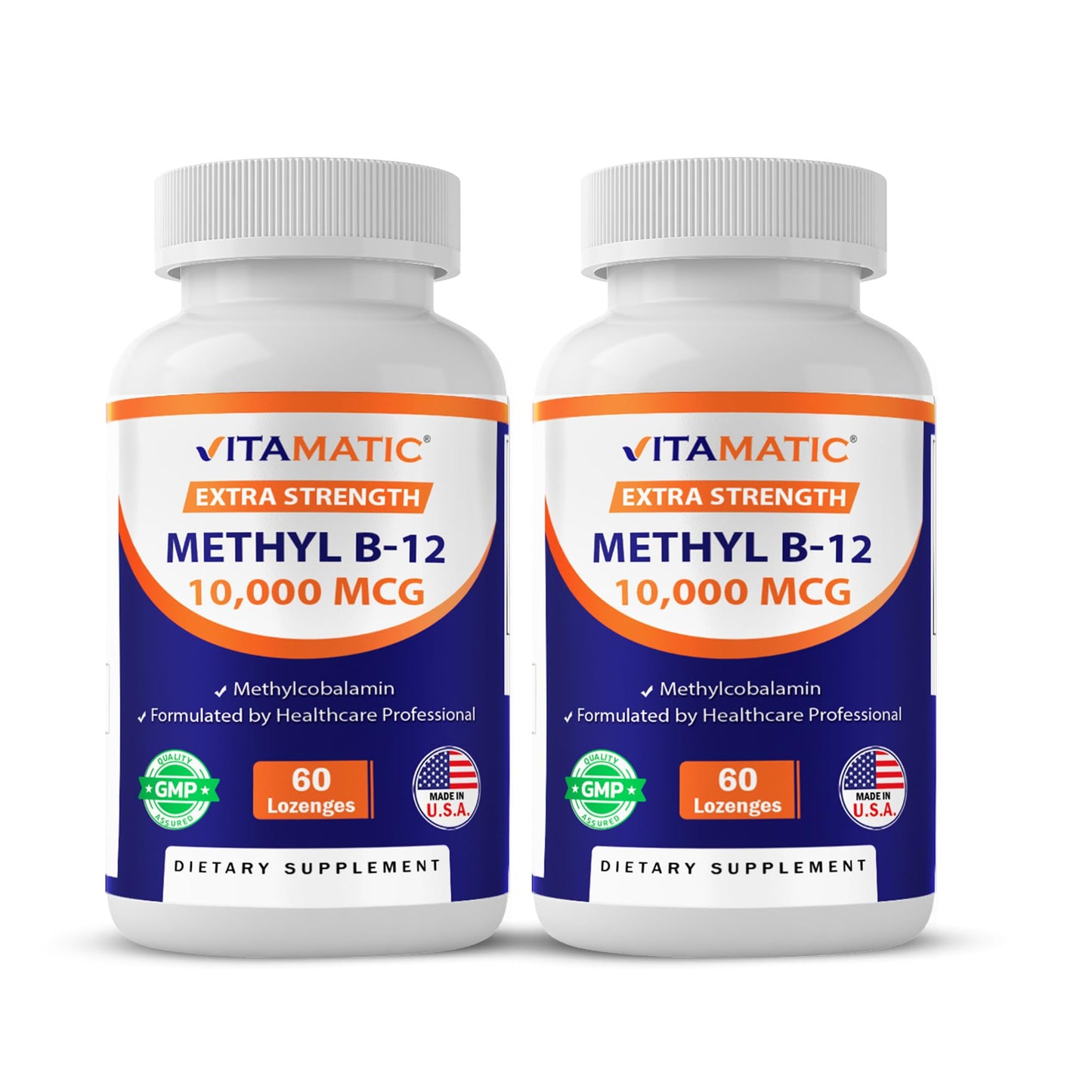 Vitamatic Methyl Vitamin B12 (Methylcobalamin) 10,000 mcg (10 mg) Tablet, 60 Count