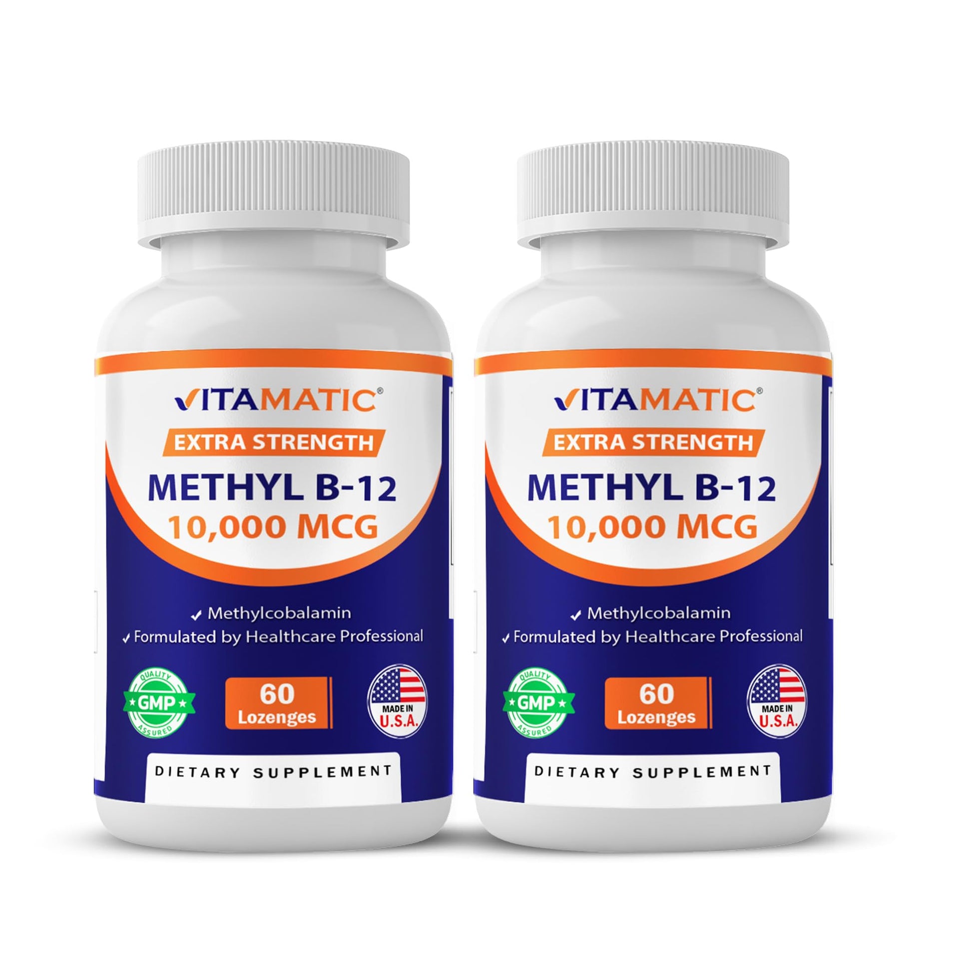 Vitamatic Methyl Vitamin B12 (Methylcobalamin) 10,000 mcg (10 mg) Tablet, 60 Count