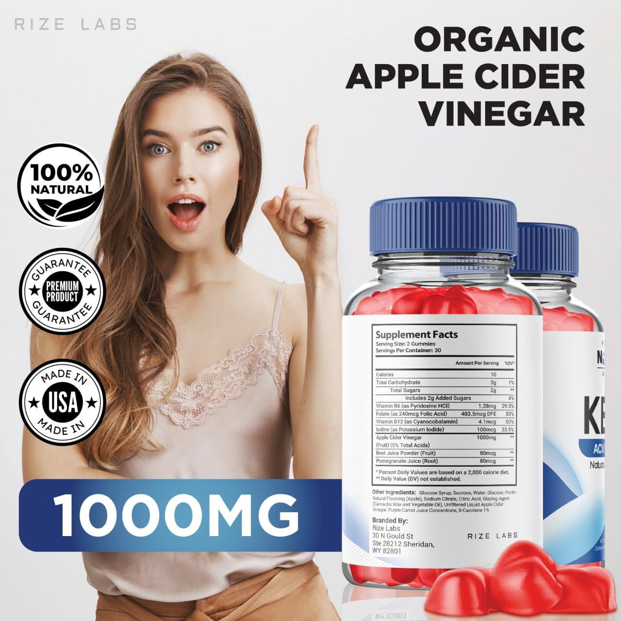 rize labs Nourish Wave Keto ACV Gummies 120 Gummies