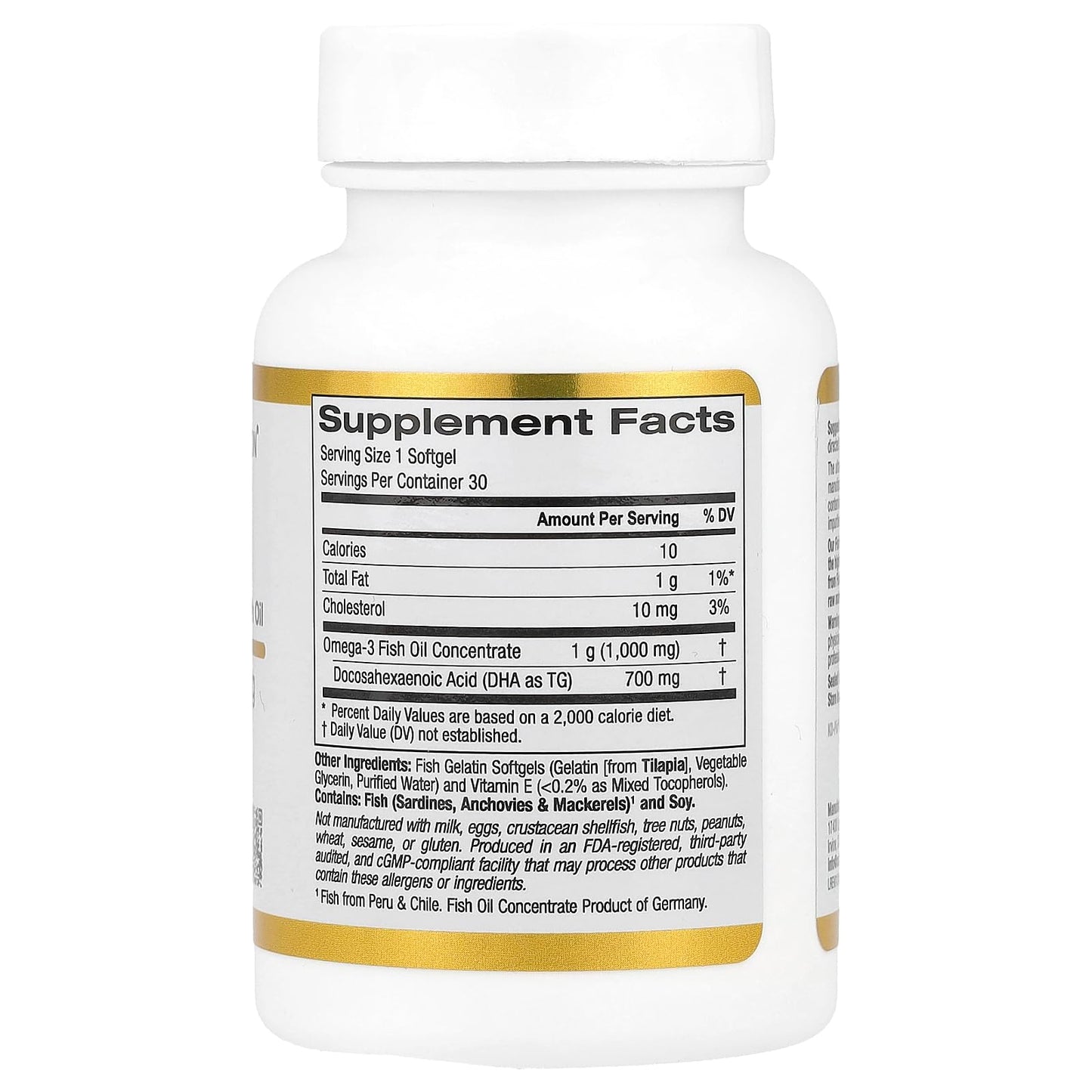 California Gold Nutrition DHA 700 Fish Oil Softgels 30