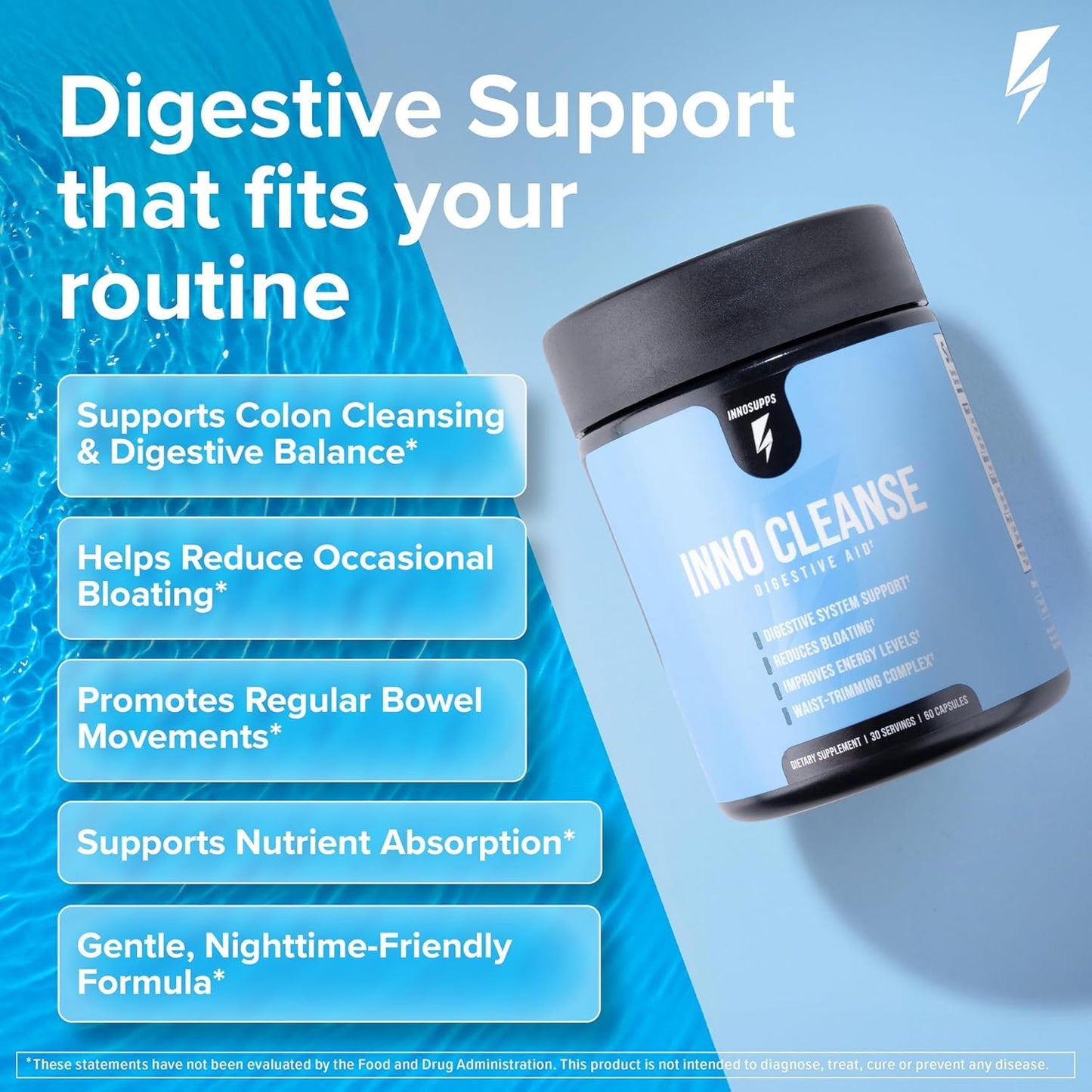 InnoSupps Inno Cleanse 14 Day Colon & Detox Flush, Waist Trimming Complex, Gut Cleanse, Digestive System Support, Stool Softener & Reduced Bloating & Occasional Constipation Relief, 180 Capsules
