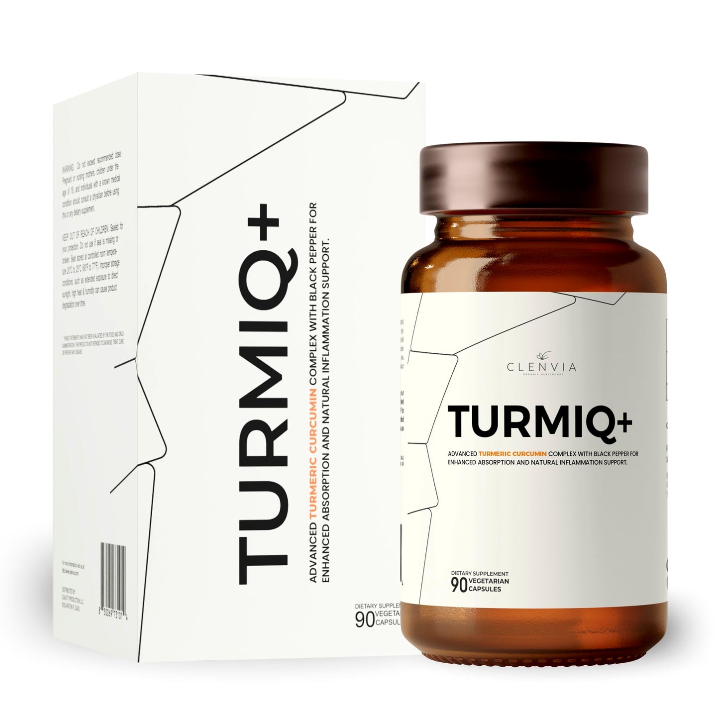 CLENVIA Turmiq Plus Turmeric Curcumin Supplement with Black Pepper 1000mg High-Strength Formula 95% Curcuminoids Capsules, 90 Count