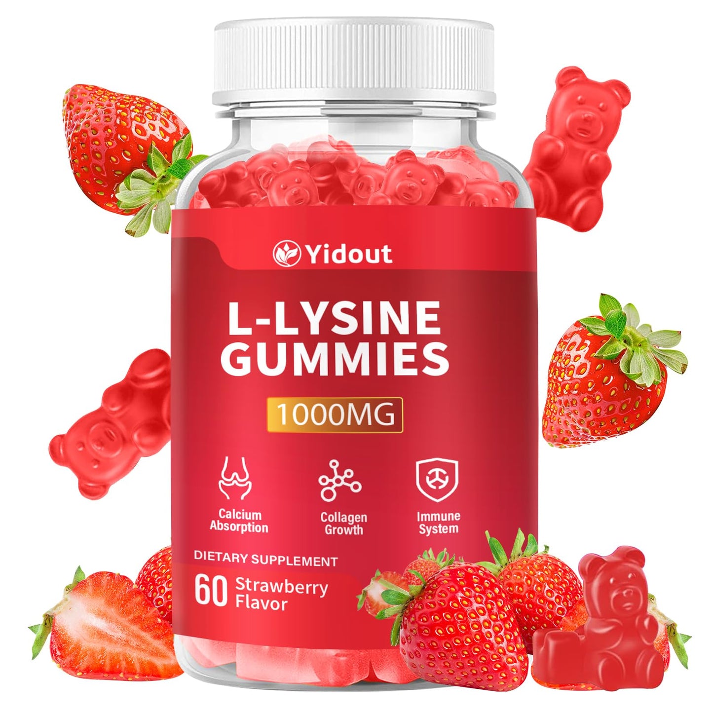 Yidout L-Lysine 1000mg Gummies, 60 Count