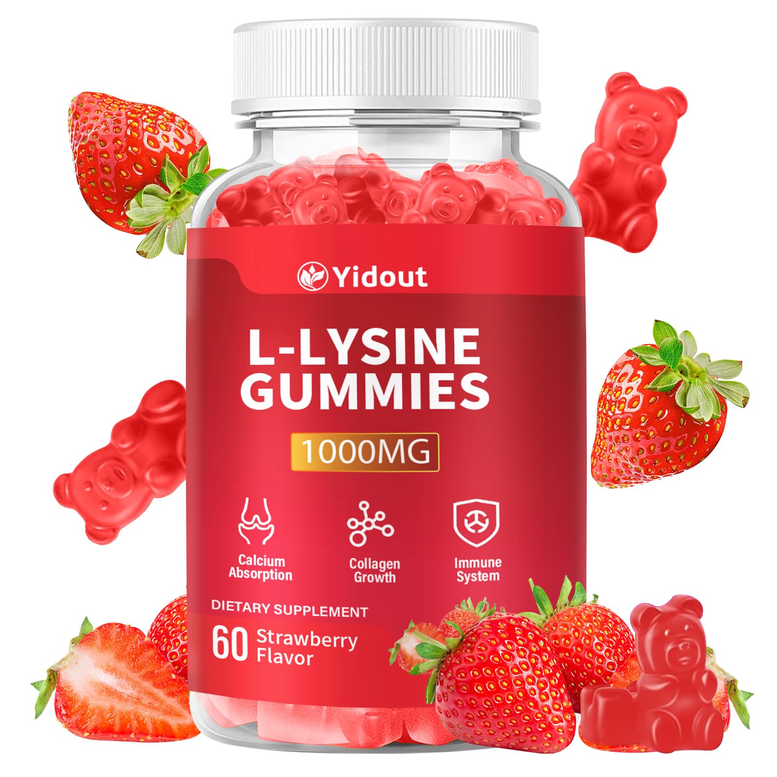 Yidout L-Lysine 1000mg Gummies, 60 Count