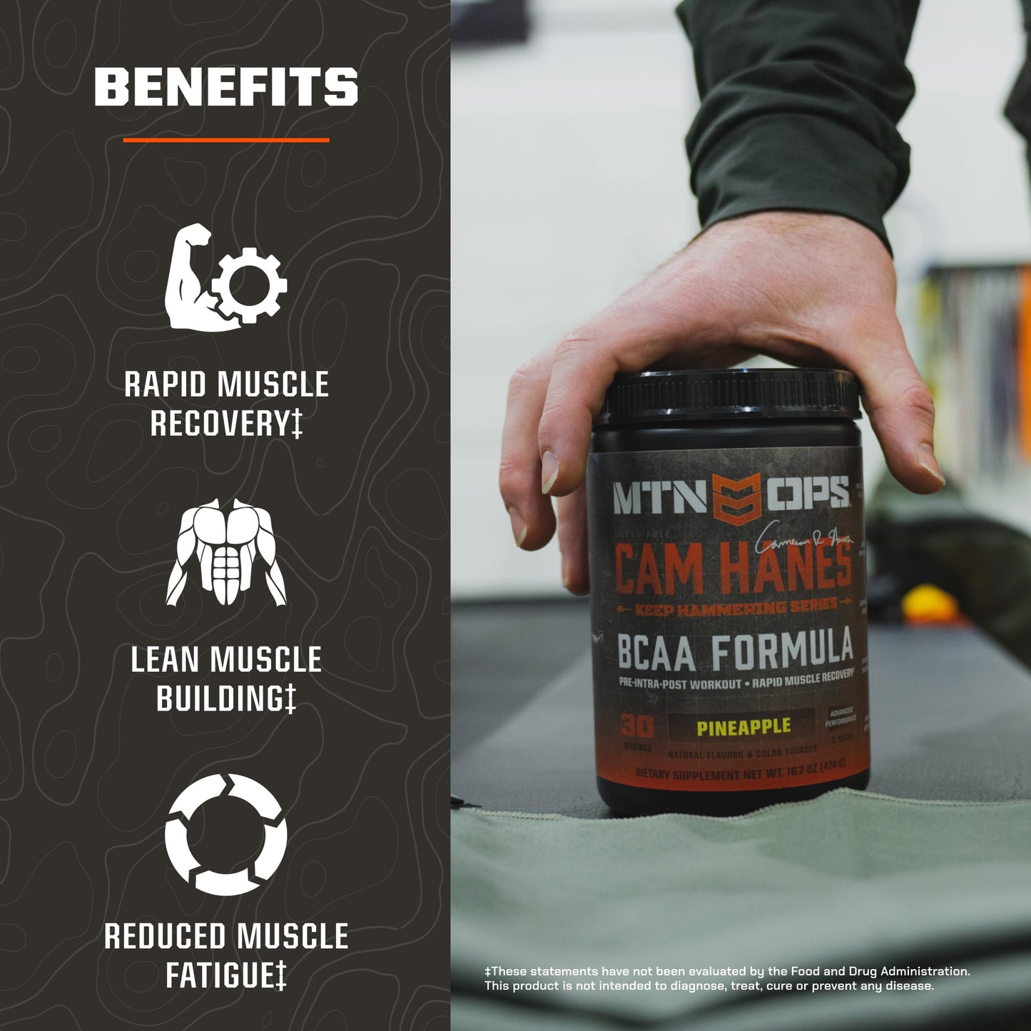 MTN OPS BCAA Powder for Muscle Recovery, Tropical Punch, 14.5