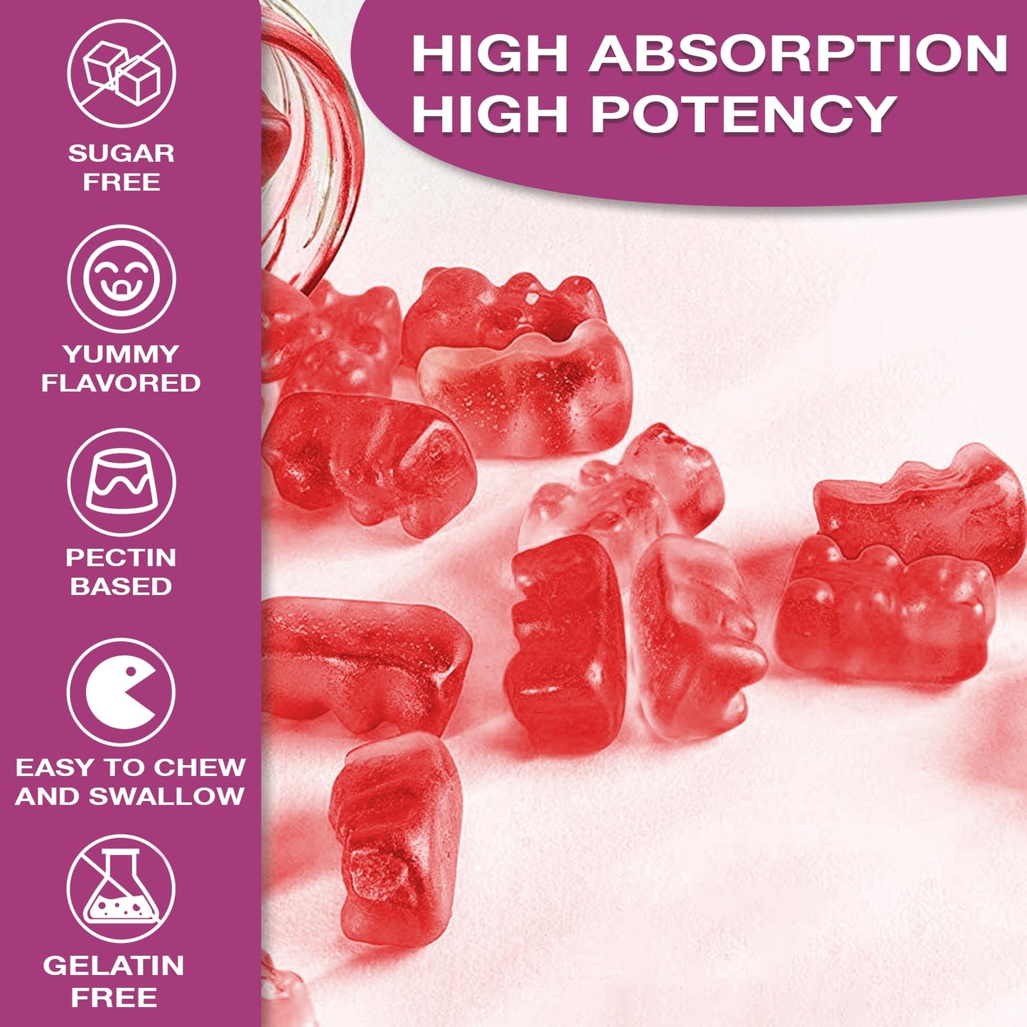 Putaojun Glucosamine Chondroitin Gummies Extra Strength with MSM & Elderberry, 60 Count