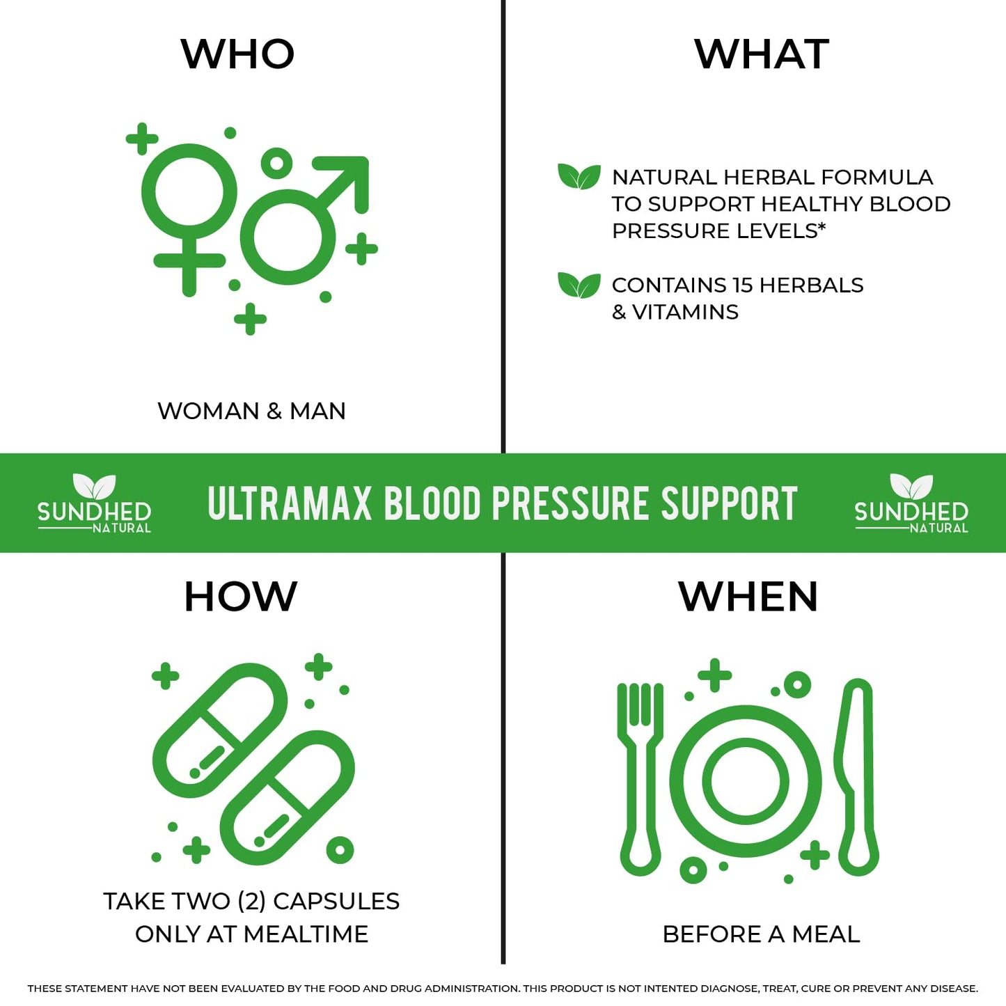 Sundhed Natural UltraMax Blood Pressure with Bioperine Hawthorn Berry Capsules, 60 Count