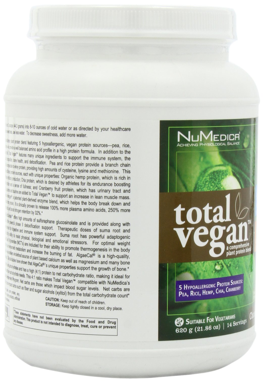 NuMedica Total Vegan Chocolate Delight Protein Powder, 21.86 Ounce, 14 Servings