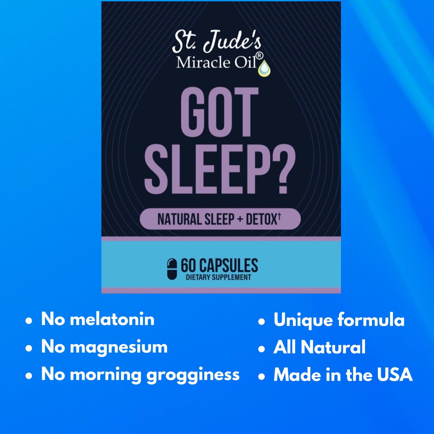 St. Jude's Miracle Oil Got Sleep? Sleep & Detox Sleep Aid Melatonin-Free Capsules, 60 Count