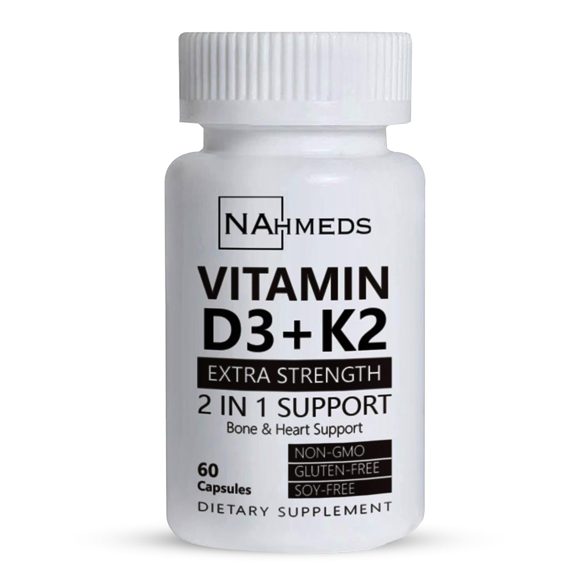 NAhmeds Vitamin D3 + K2 Extra Strength Capsules, 60 Capsules