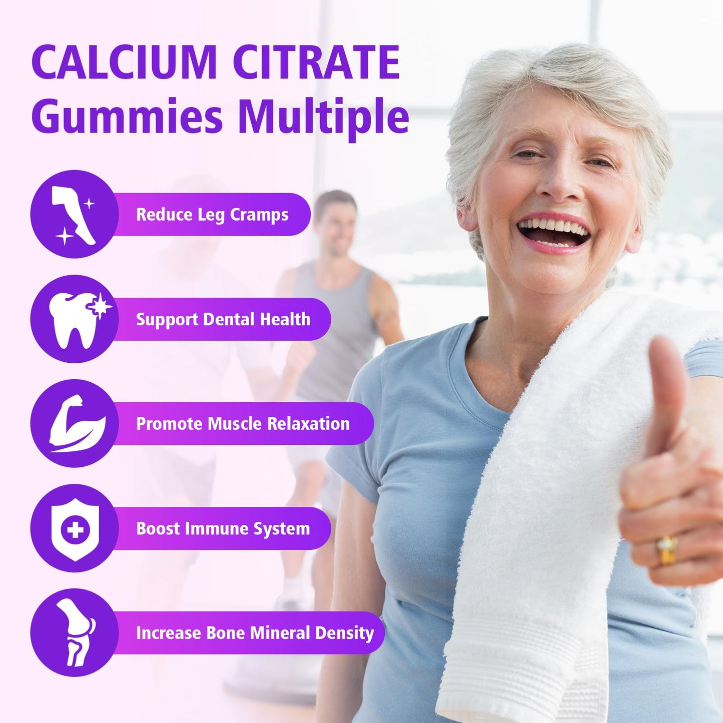 BVIVLOO Calcium Citrate Gummies 1200mg, 2-Pack