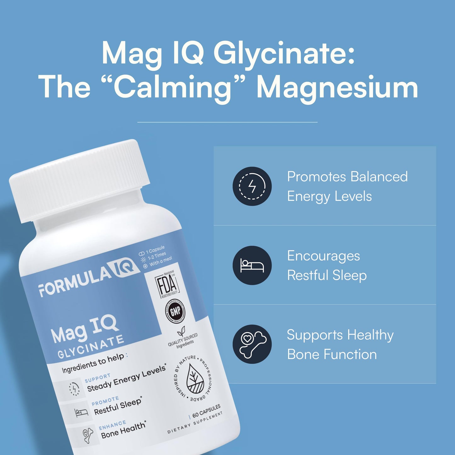 FIQ Magnesium Glycinate Supplement, 60 Capsules
