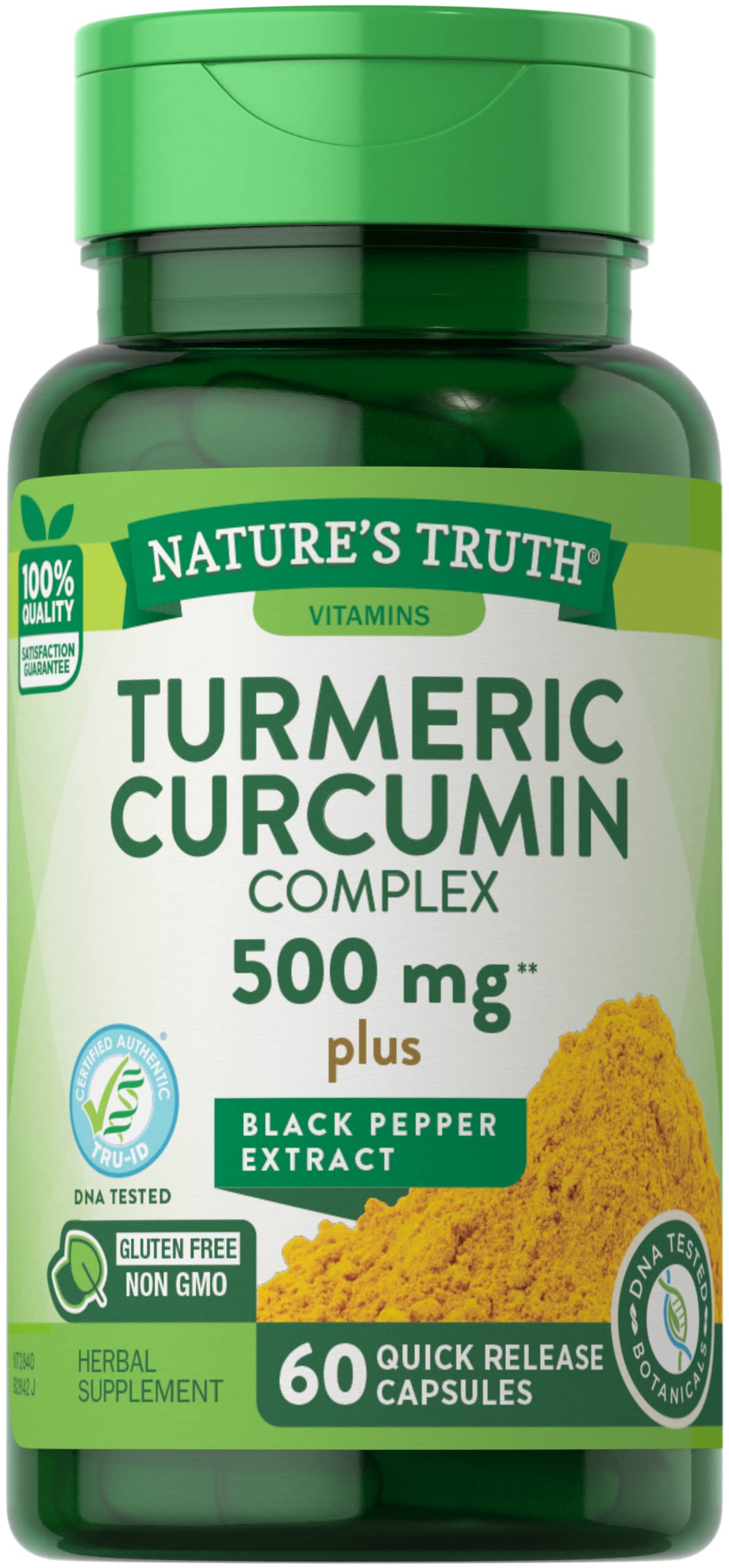 Nature's Truth Turmeric Curcumin Complex Plus Black Pepper Extract 500mg Capsule, 60 Count