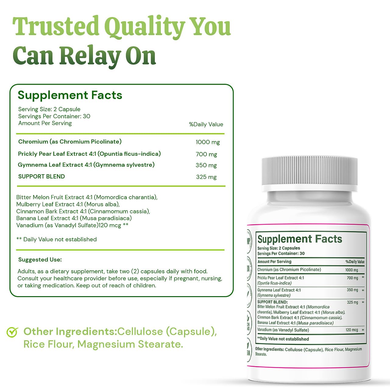 BEXPERTSUSA BMega Nopal with Chromium Picolinate Capsules, 60 Count