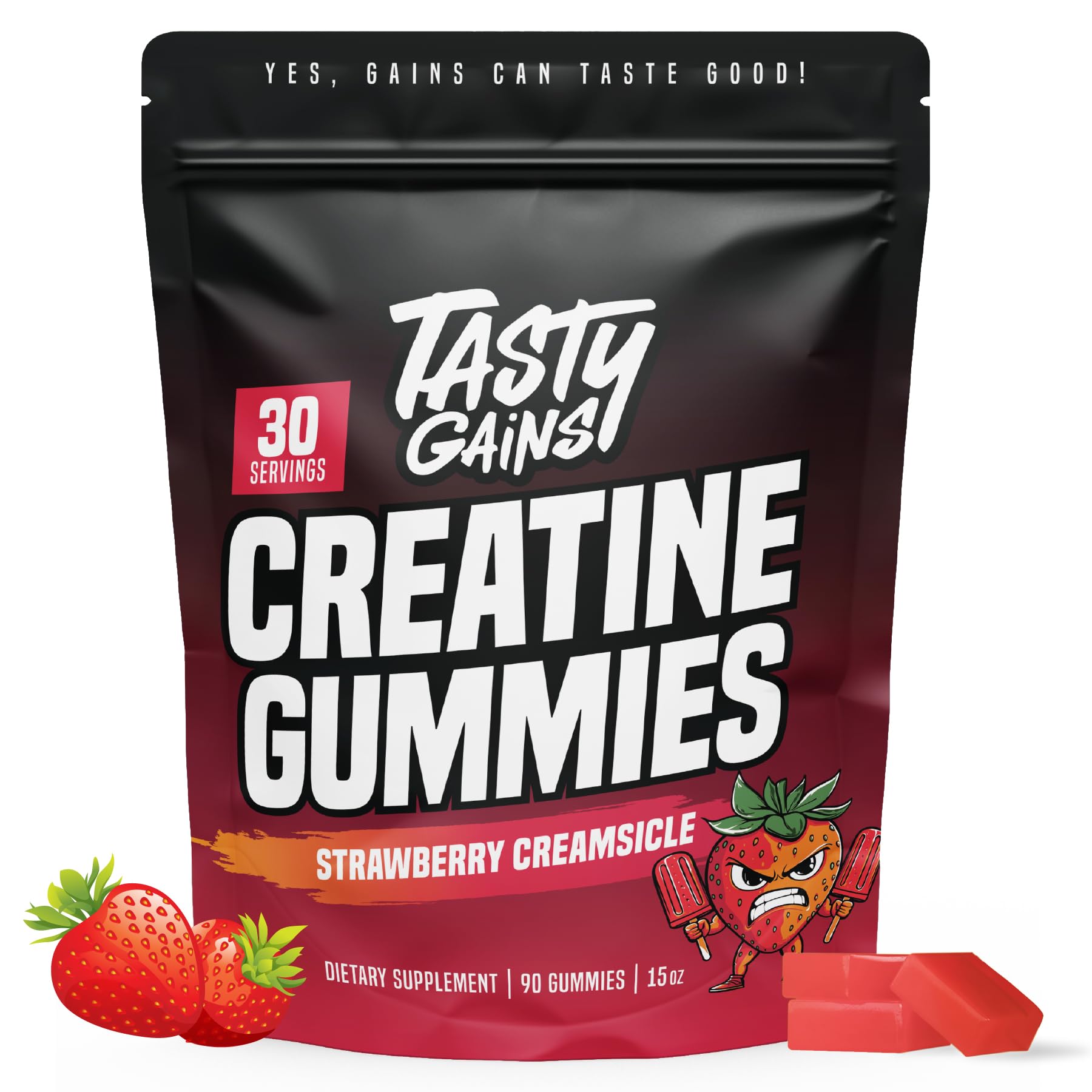TASTY GAINS Creatine Monohydrate Gummies 90 Count