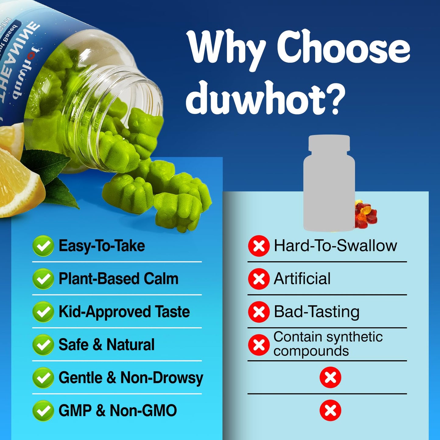 duwhot L-Theanine Gummies 200/400mg, 120 Chewables