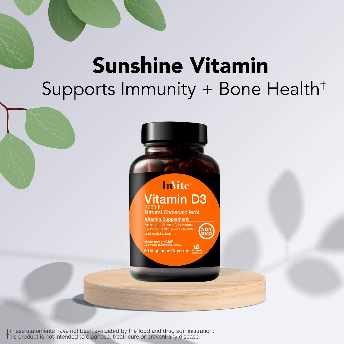 Invite Health Vitamin D3 3000 IU Capsule 90 Capsules