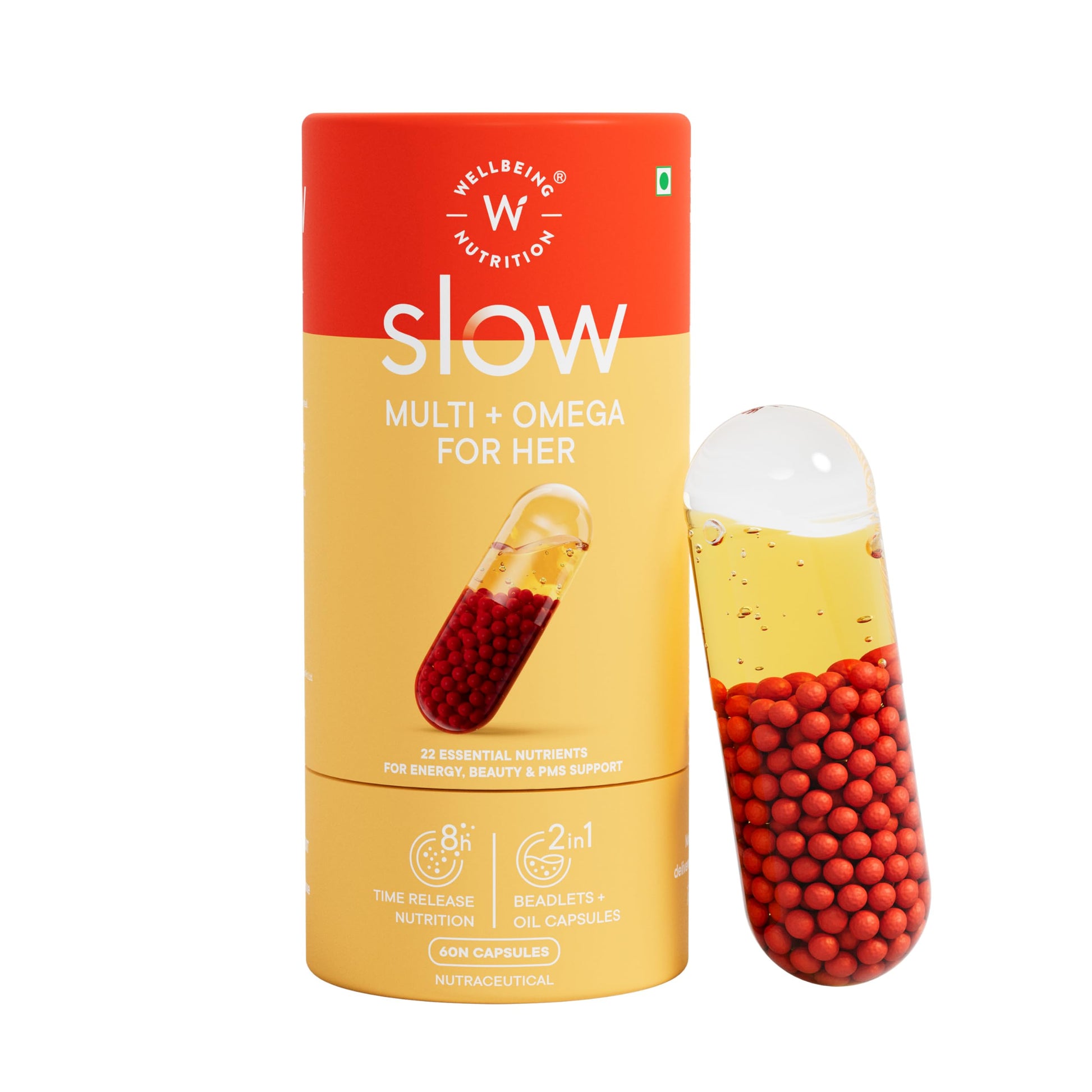 WELLBEING NUTRITION Slow Multi + Omega for Her Multivitamin Capsule, 60 Count