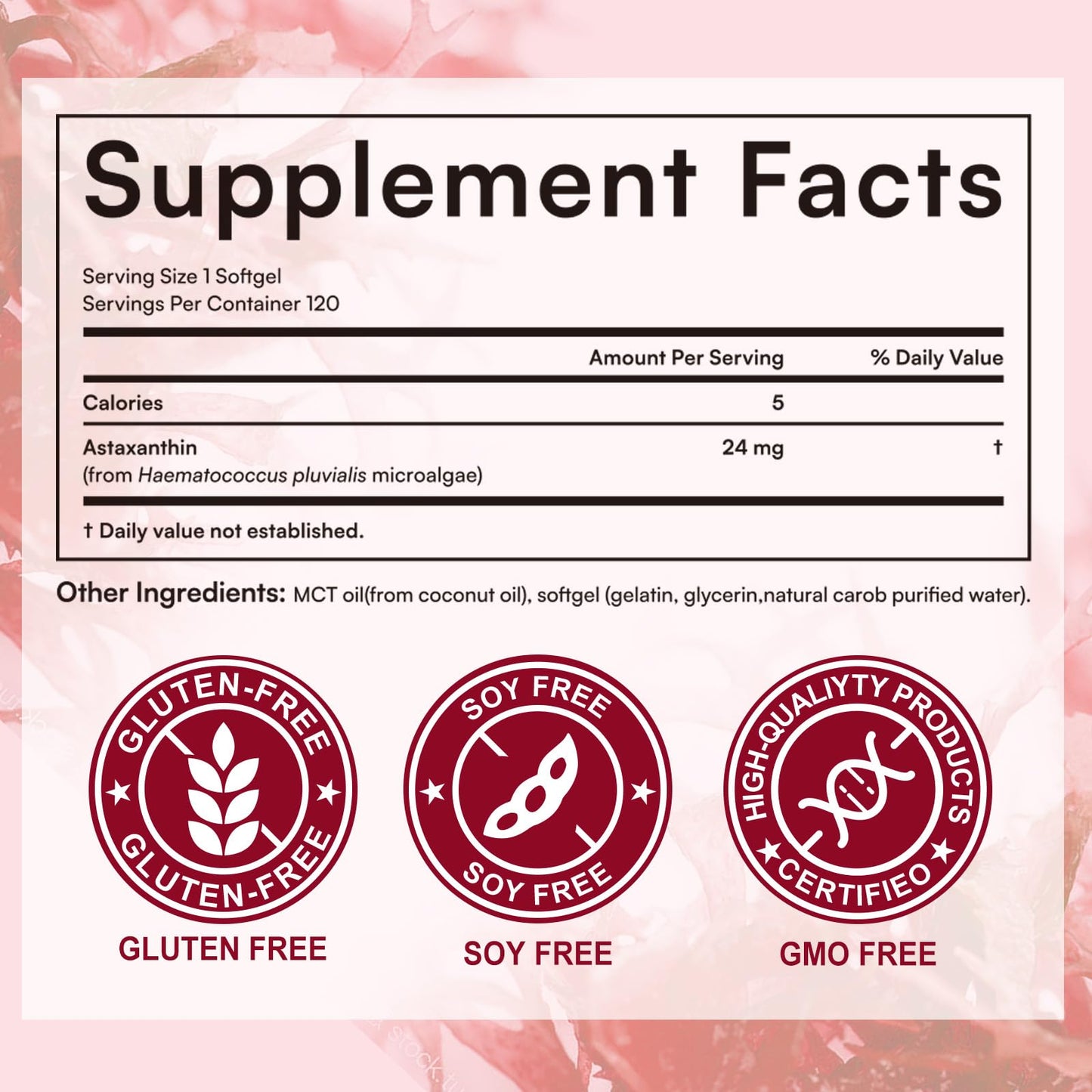 O NATURE . ZIRAN Astaxanthin Supplements 24mg Softgels, 120 Count