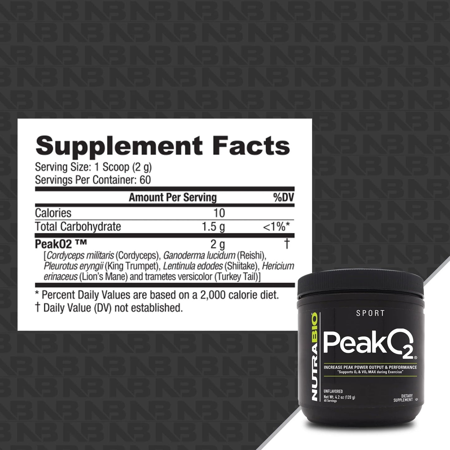 NutraBio Peak O2 Powder 4.2 oz