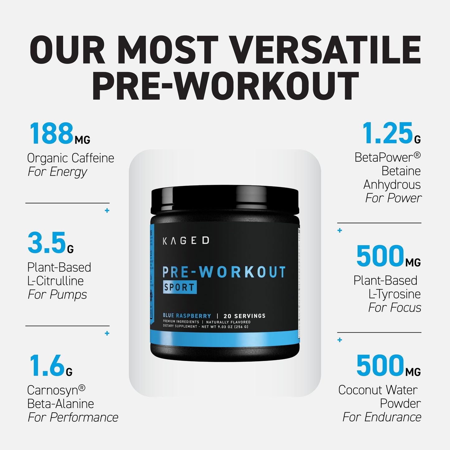 Kaged Sport Pre Workout Powder for Men & Women, 9.24 Ounce
