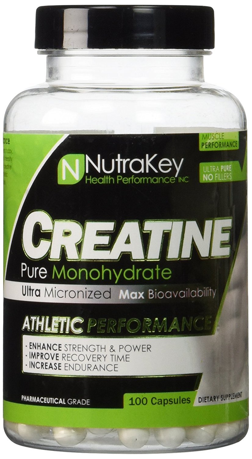 NutraKey Creatine Monohydrate Capsules, 100 Count