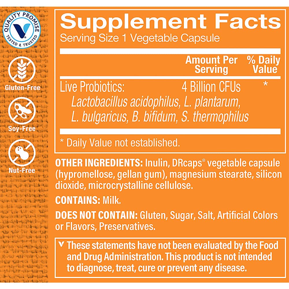 The Vitamin Shoppe Probiotics 4 Billion CFU - Digestive Health, Gut Flora Balance & Immune System Support Capsules, 90 Vegetable Capsules