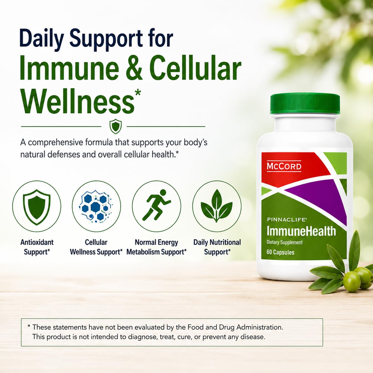 Pinnaclife McCord ImmuneHealth Olive Leaf Extract Capsules, 1 Count