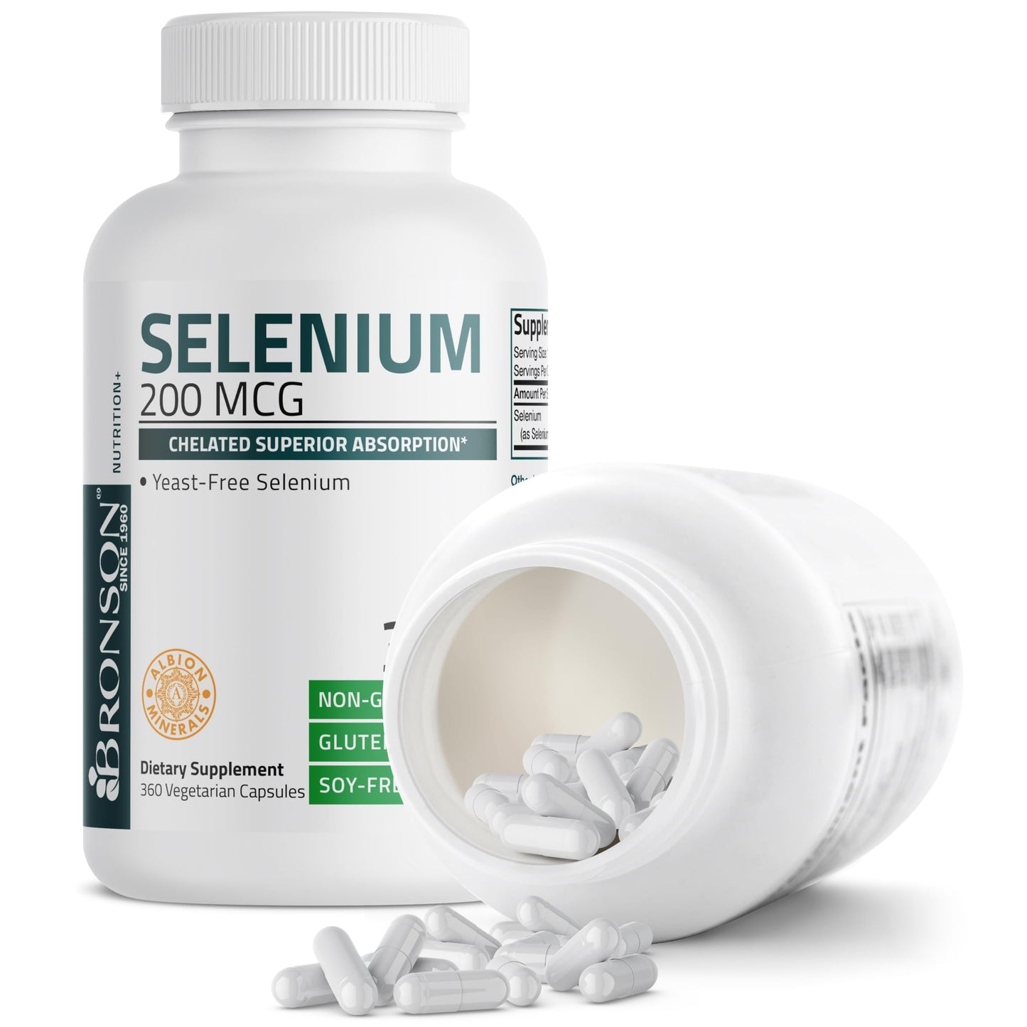 Bronson Selenium 200 mcg Albion Chelated Amino Acid Complex Capsules, 360 Capsules