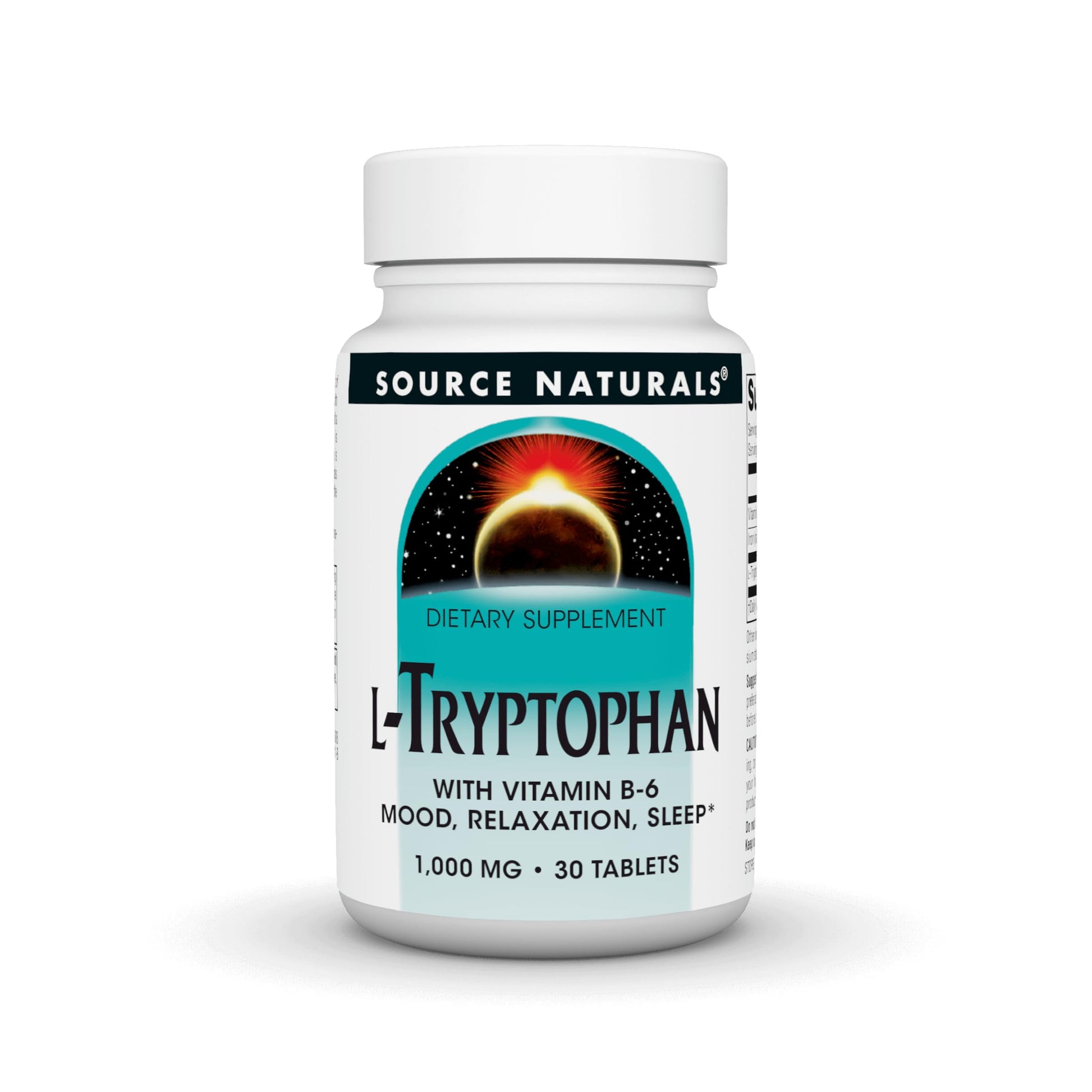 Source Naturals L-Tryptophan with Vitamin B-6 1000 mg Tablet, 30 Tablets