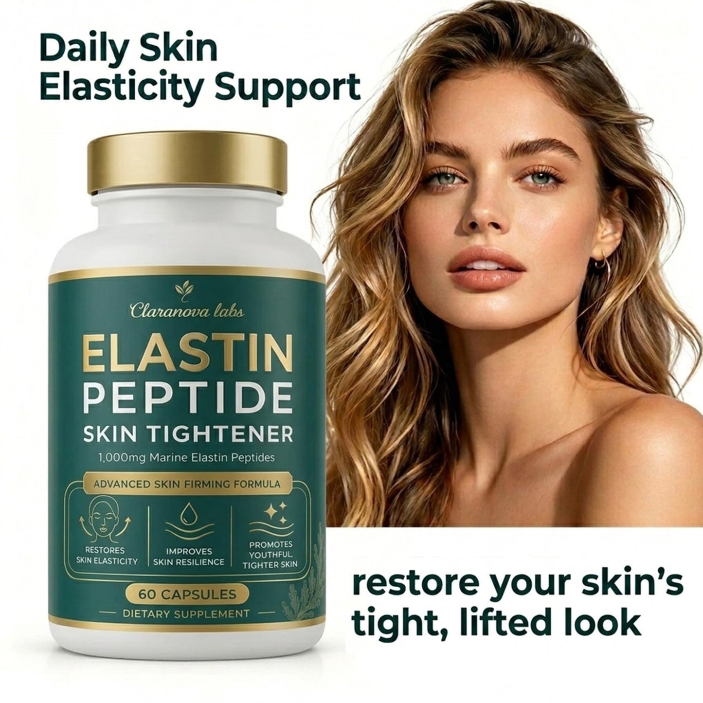 Claranova Elastin Peptides Skin Tightening Formula Capsules 60