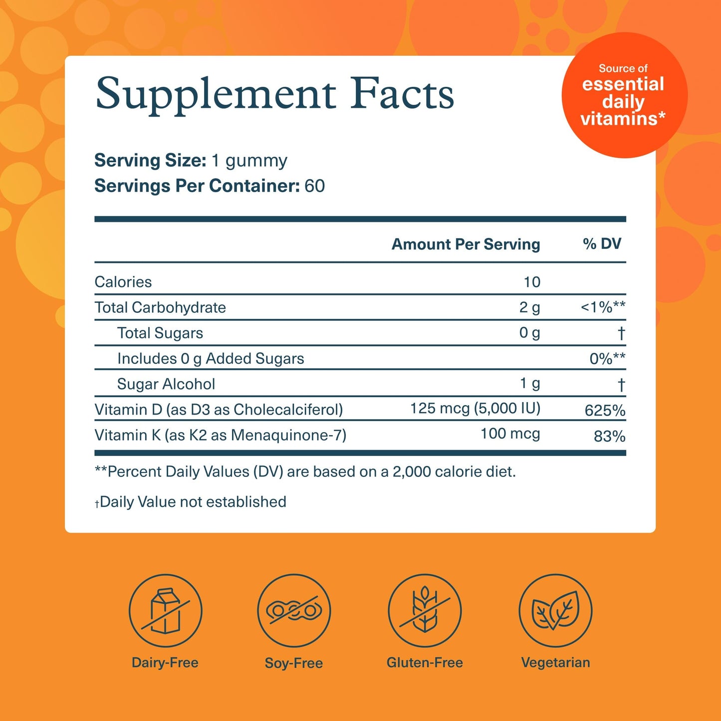 Youtheory K2D3 Vitamin D3 & Vitamin K2 Gummies, 60 Count
