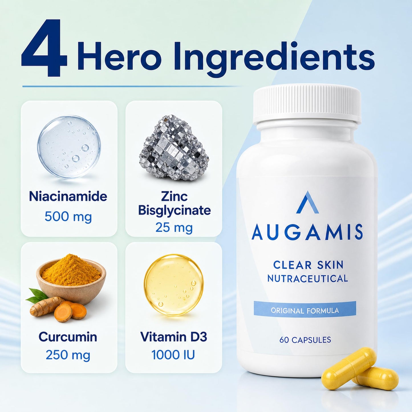Augamis Hormonal Acne Treatment for Women – DIM-Free Clear Skin Supplement for Face & Body 60 Capsules