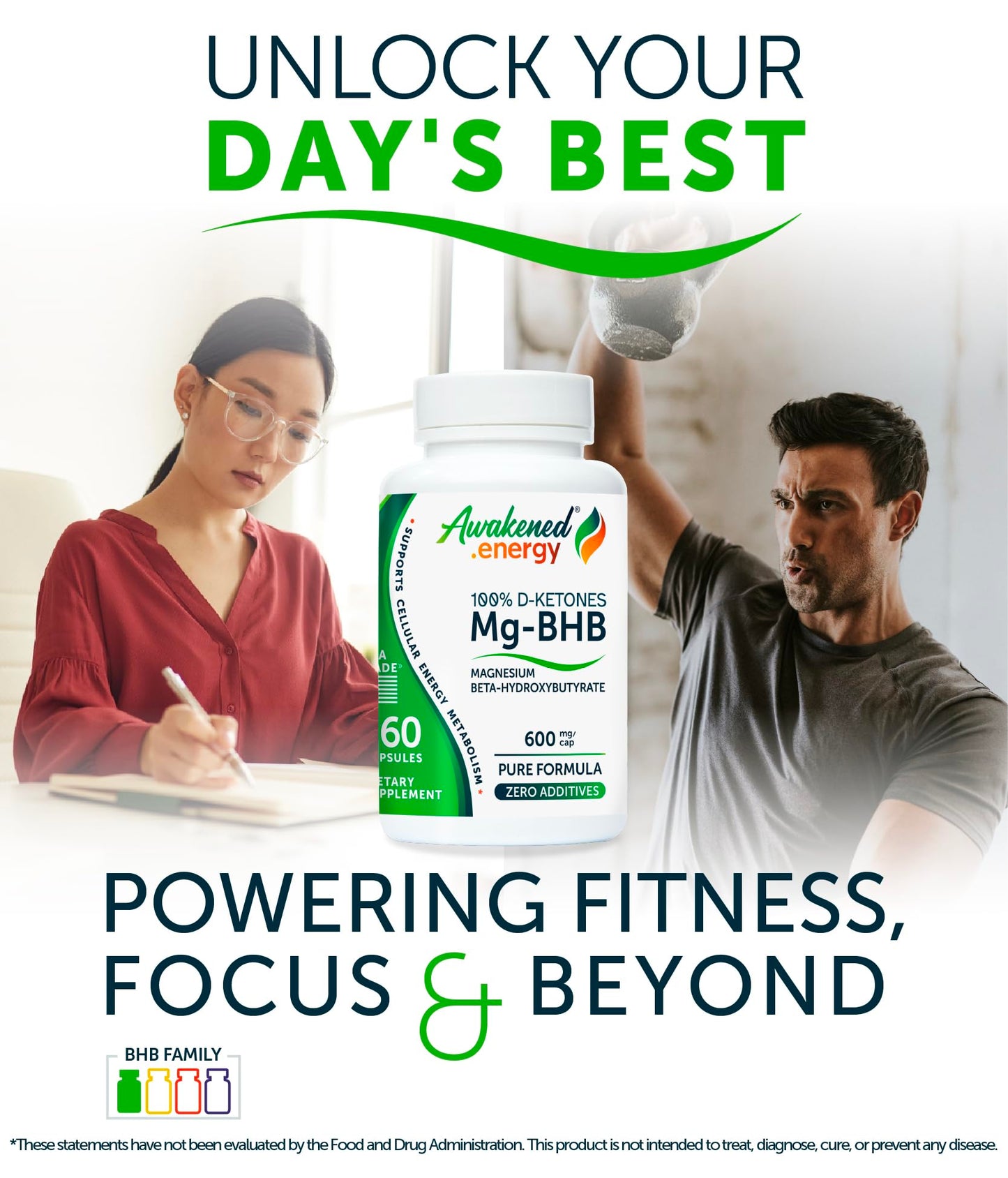 Awakened.energy Mg-BHB Magnesium Beta-Hydroxybutyrate Supplement 60 Capsules