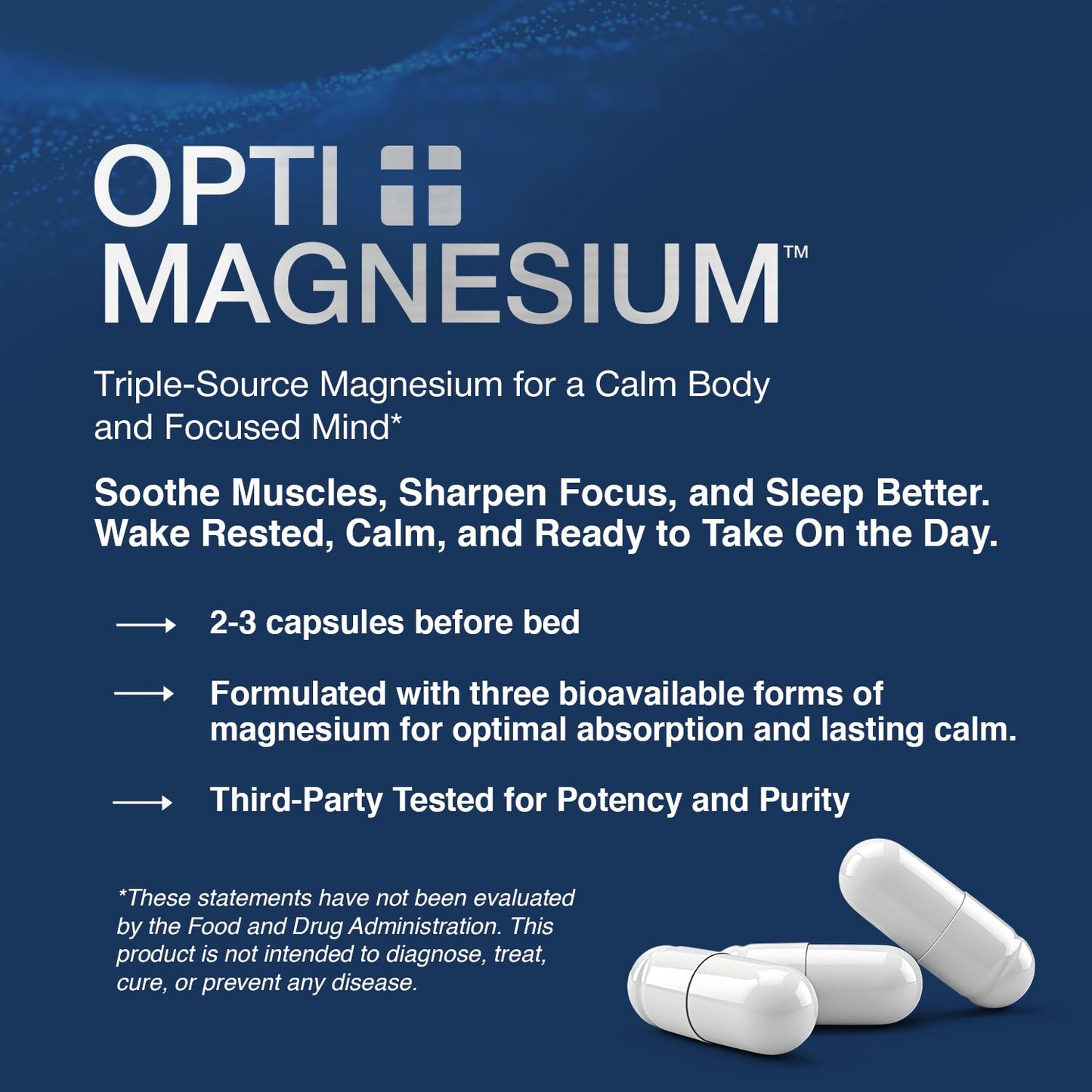 Opti + Life Triple Magnesium Complex Supplement Capsules, 90 Count