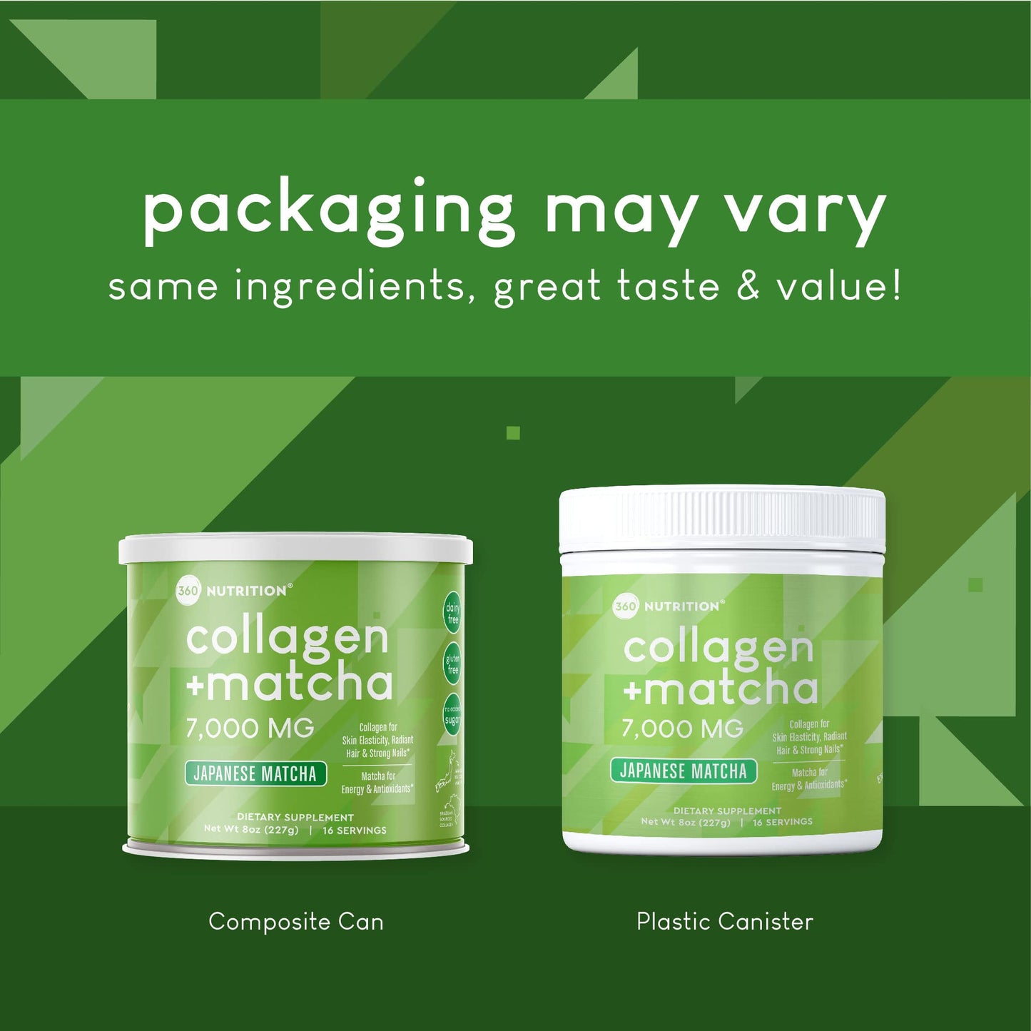 360 Nutrition Matcha Hydrolyzed Collagen Peptides Powder, 8 oz