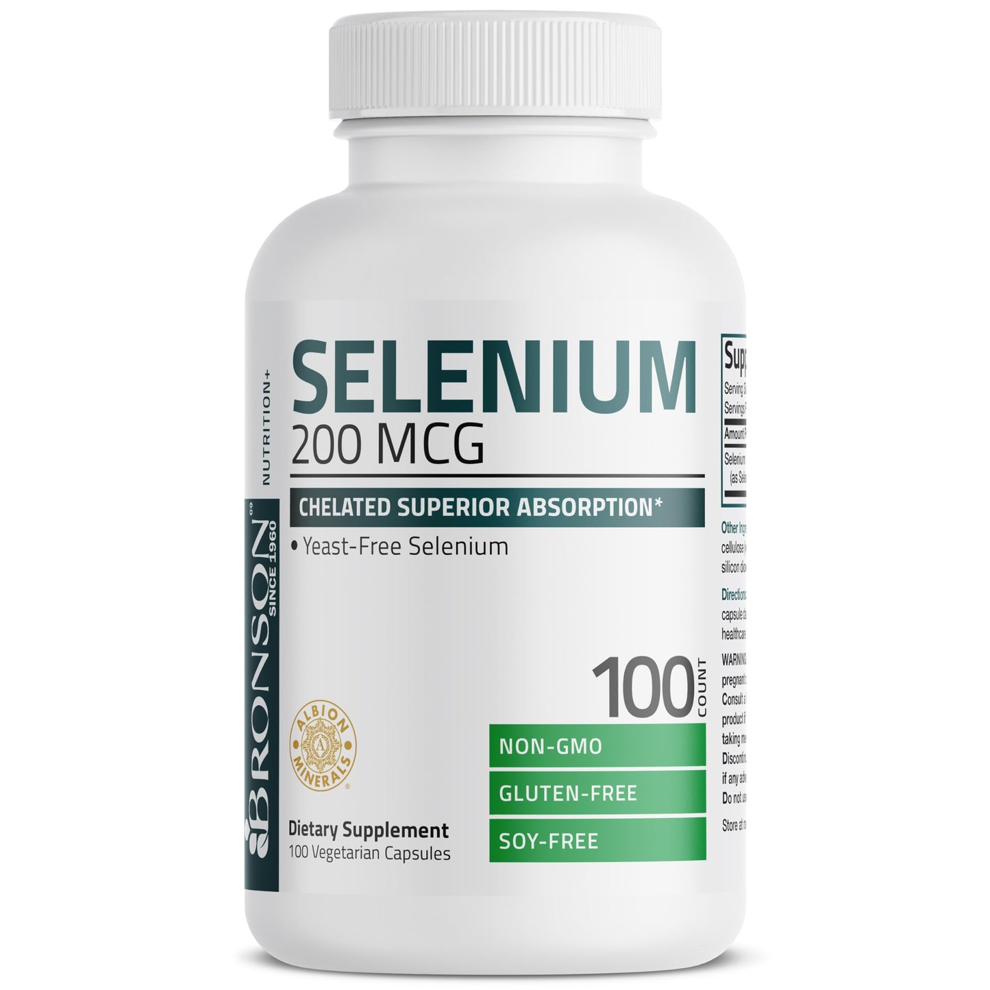 Bronson Selenium 200 mcg Albion Chelated Amino Acid Complex Capsules, 100 Count