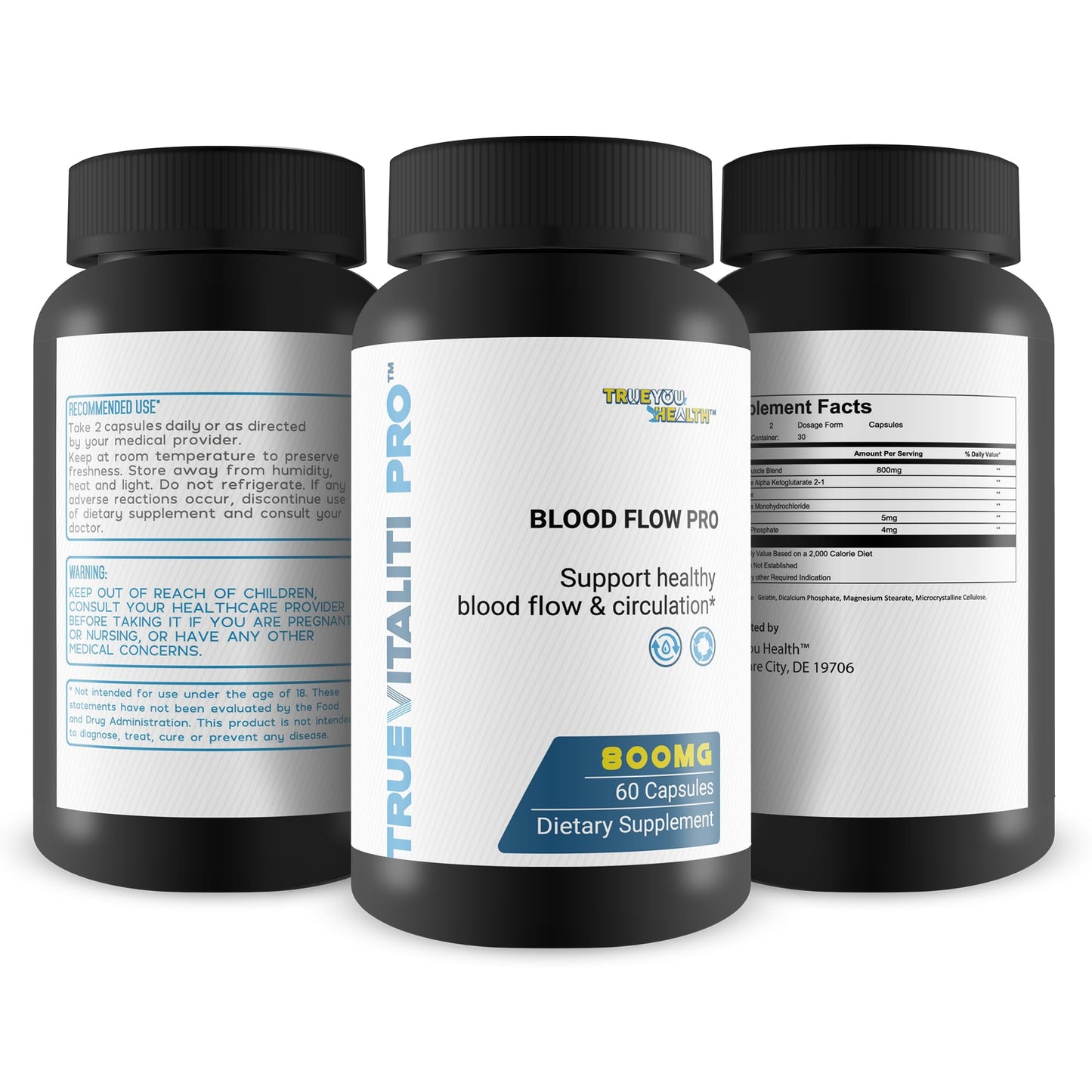 True You Health True Vitaliti Pro Blood Flow Pro L-Arginine Capsule, 60 Count