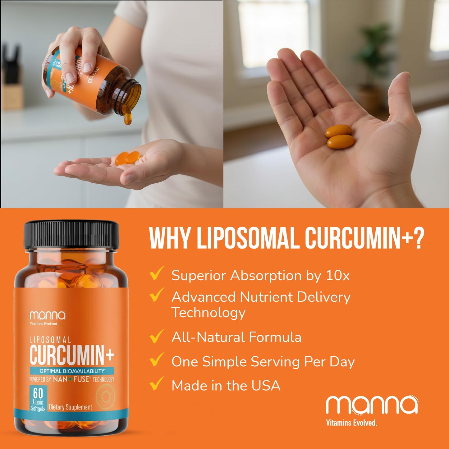 Manna Vitamins Evolved Liposomal Curcumin+ Softgels 60 Count